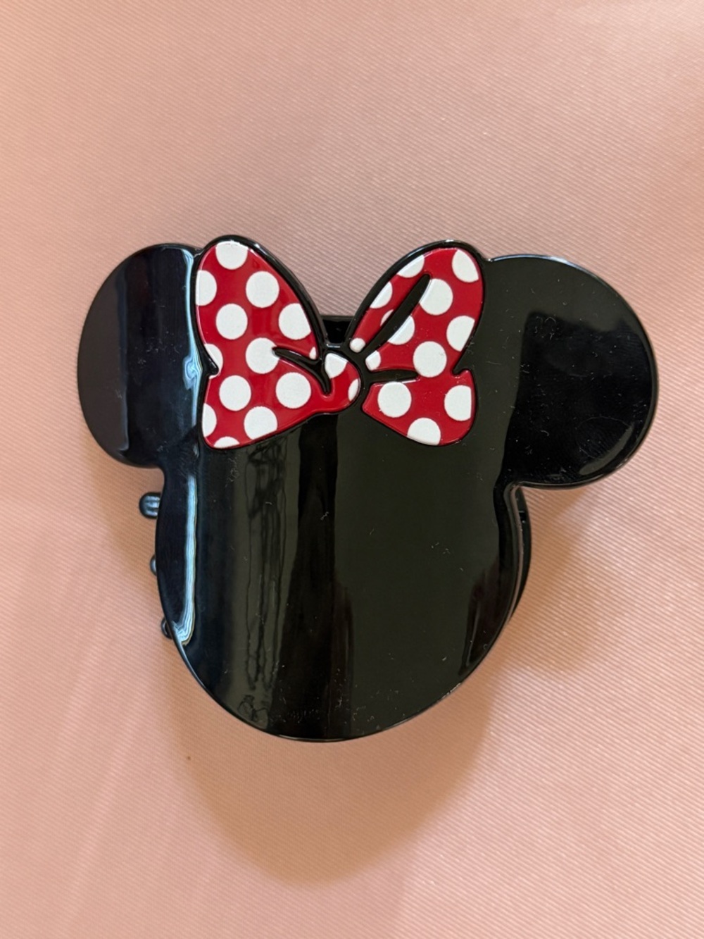 Black Minnie Mouse-Inspired Hair Clip with Red Polka Dot Bow